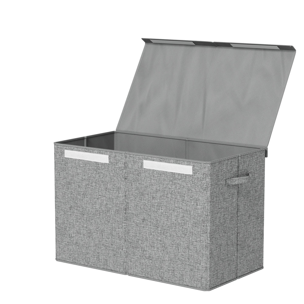 Keezi Large Toy Box Chest Storage with Flip-Top Lid Foldable Organizer Bins Grey-0