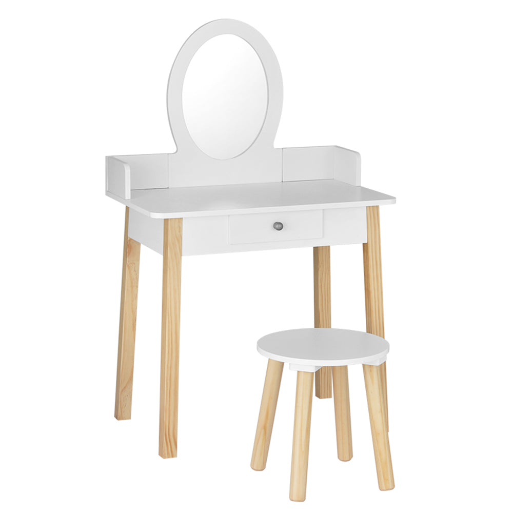 Keezi Kids Dressing Table Chair Set Wooden Leg Vanity Makeup Drawer Mirror-0