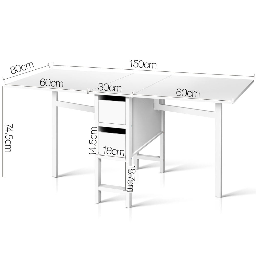 Artiss Dining Table Rectangular Extendable White-1