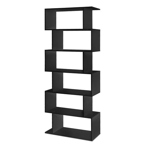 Artiss Bookshelf 6 Tiers - RIVA Black-0