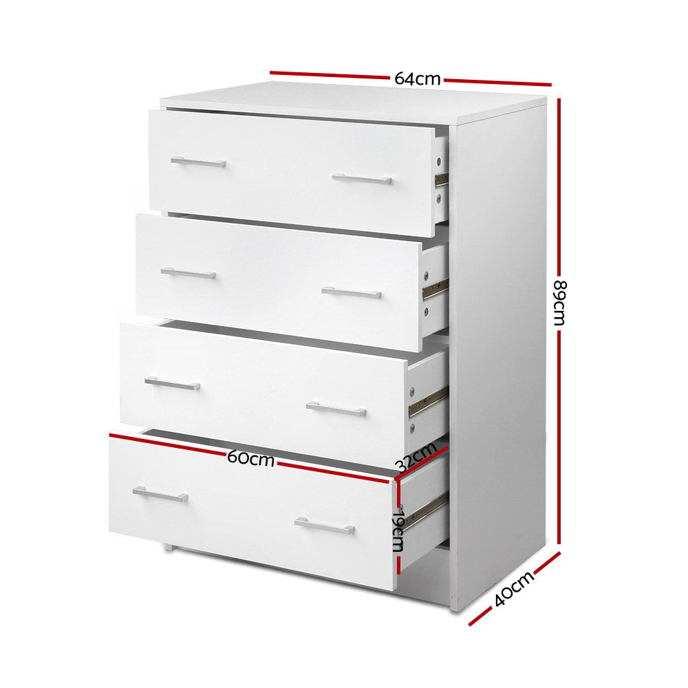 Artiss 4 Chest of Drawers - ANDES White-1