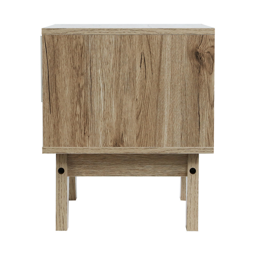 Artiss Bedside Table 1 Drawer with Shelf - IKER White & Oak-3