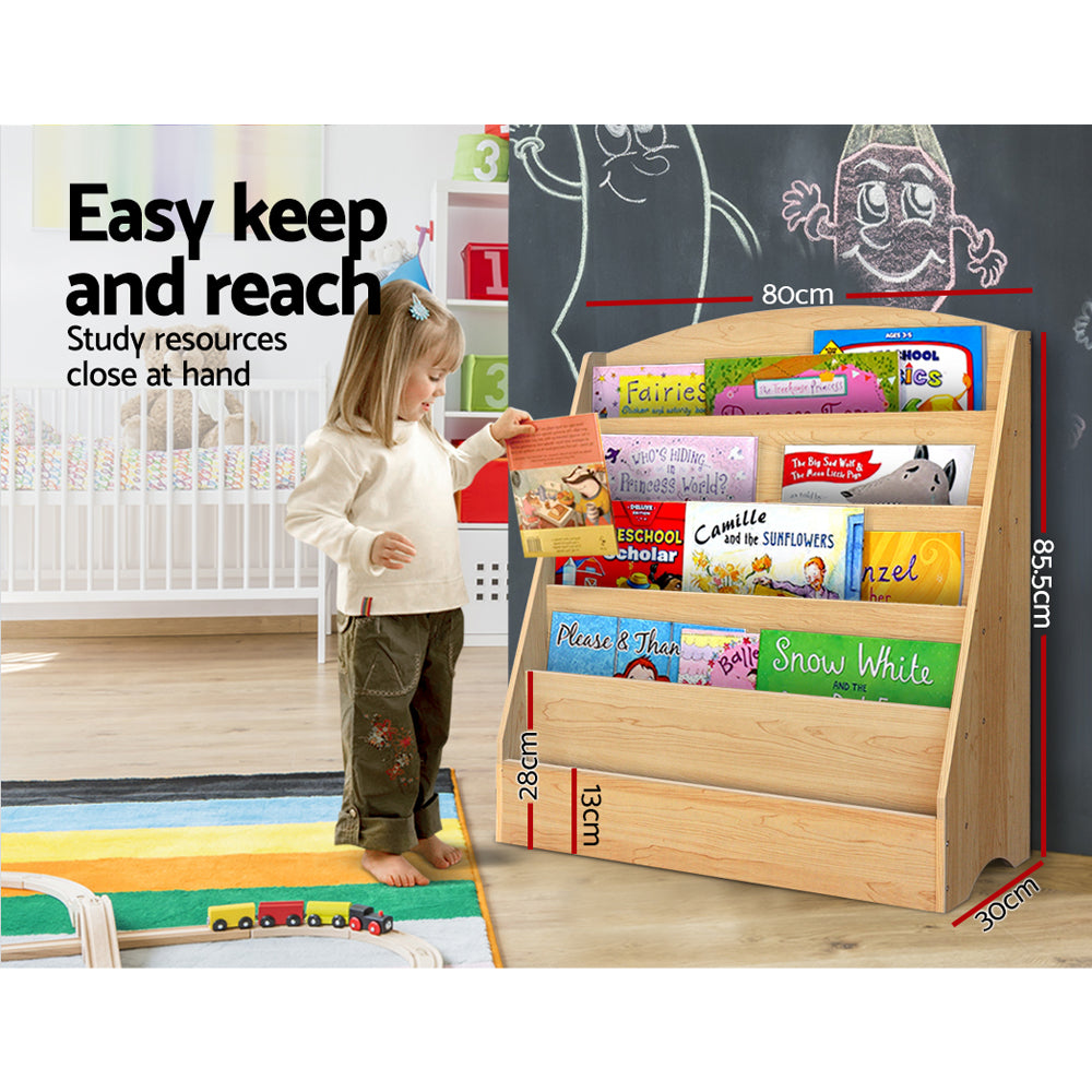 Keezi 5 Tiers Kids Bookshelf Magazine Shelf Organiser Bookcase Display Rack-2