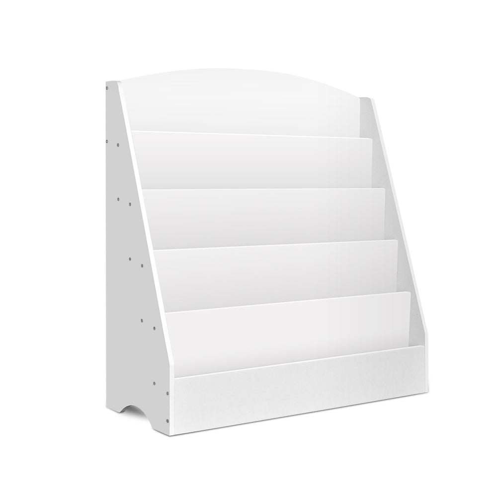 Keezi 5 Tiers Kids Bookshelf Magazine Shelf Organiser Bookcase Display Rack White-0