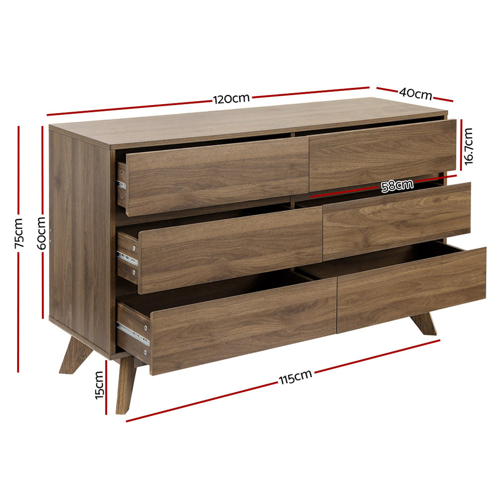 Artiss 6 Chest of Drawers - XAVI Walnut-3