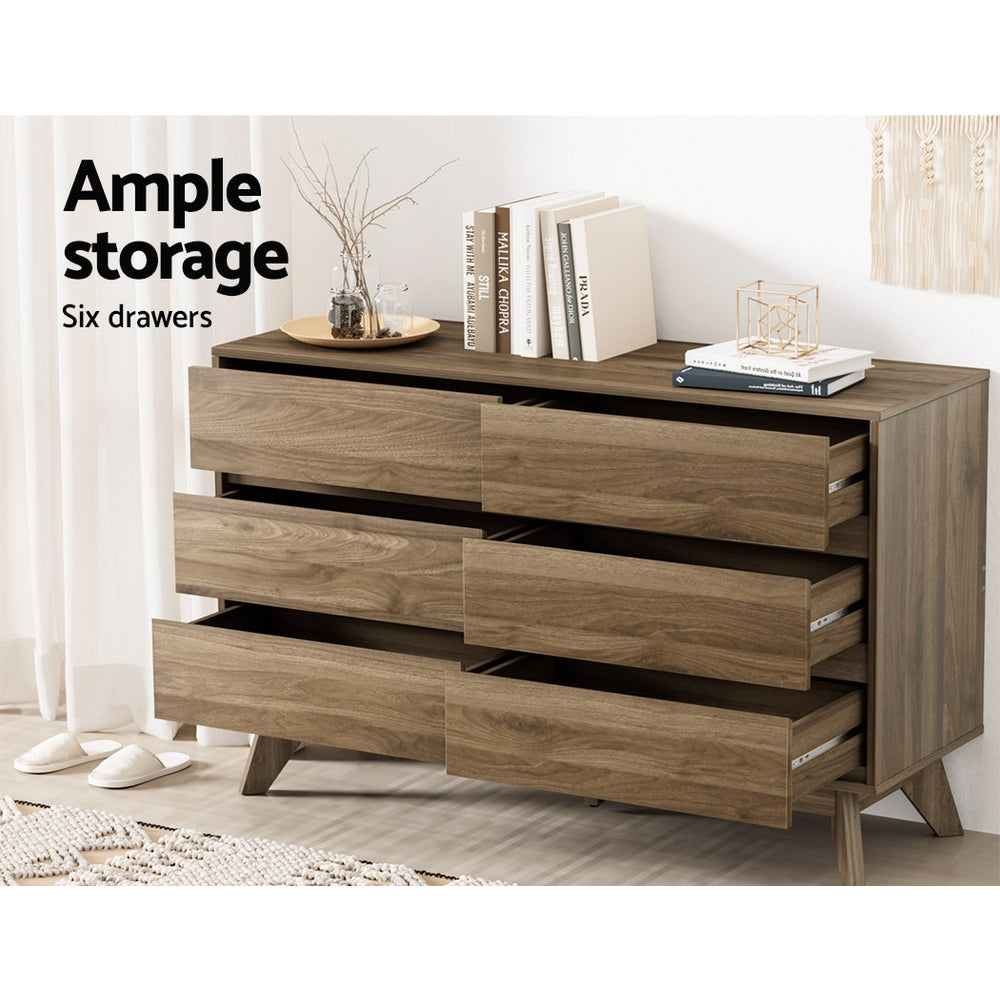 Artiss 6 Chest of Drawers - XAVI Walnut-5