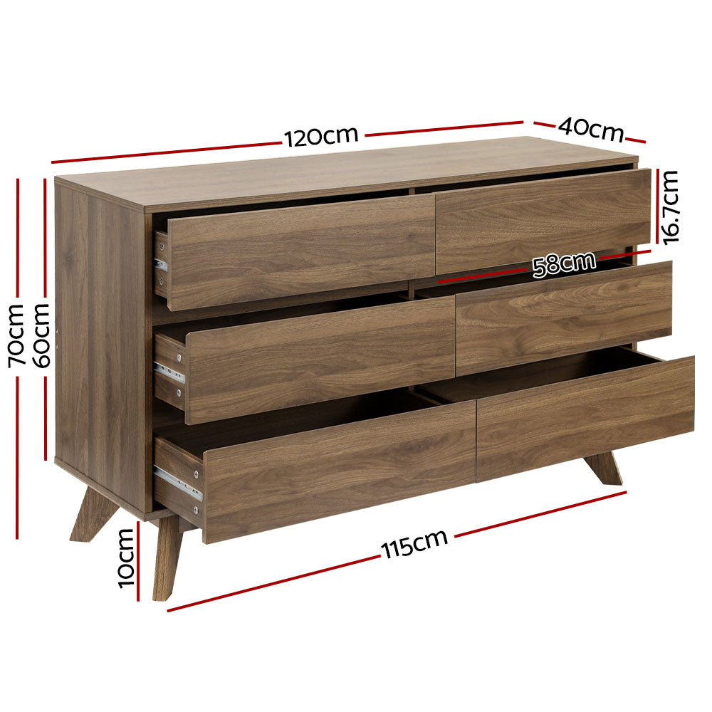 Artiss 6 Chest of Drawers - XAVI Walnut-1