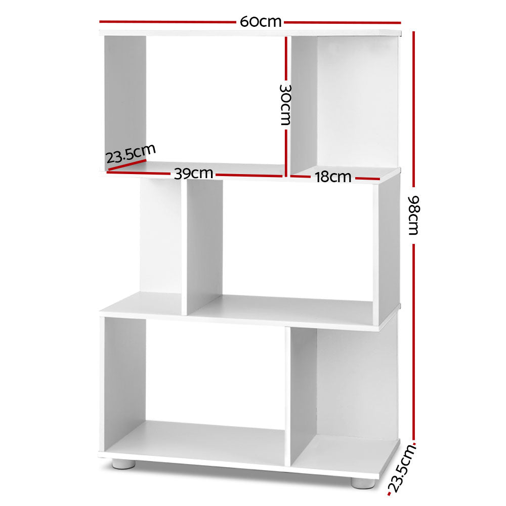 Artiss Bookshelf 3 Tiers - NINA White-1