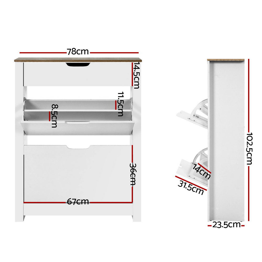 Artiss Shoe Rack Cabinet 16 Pairs White Ana-1