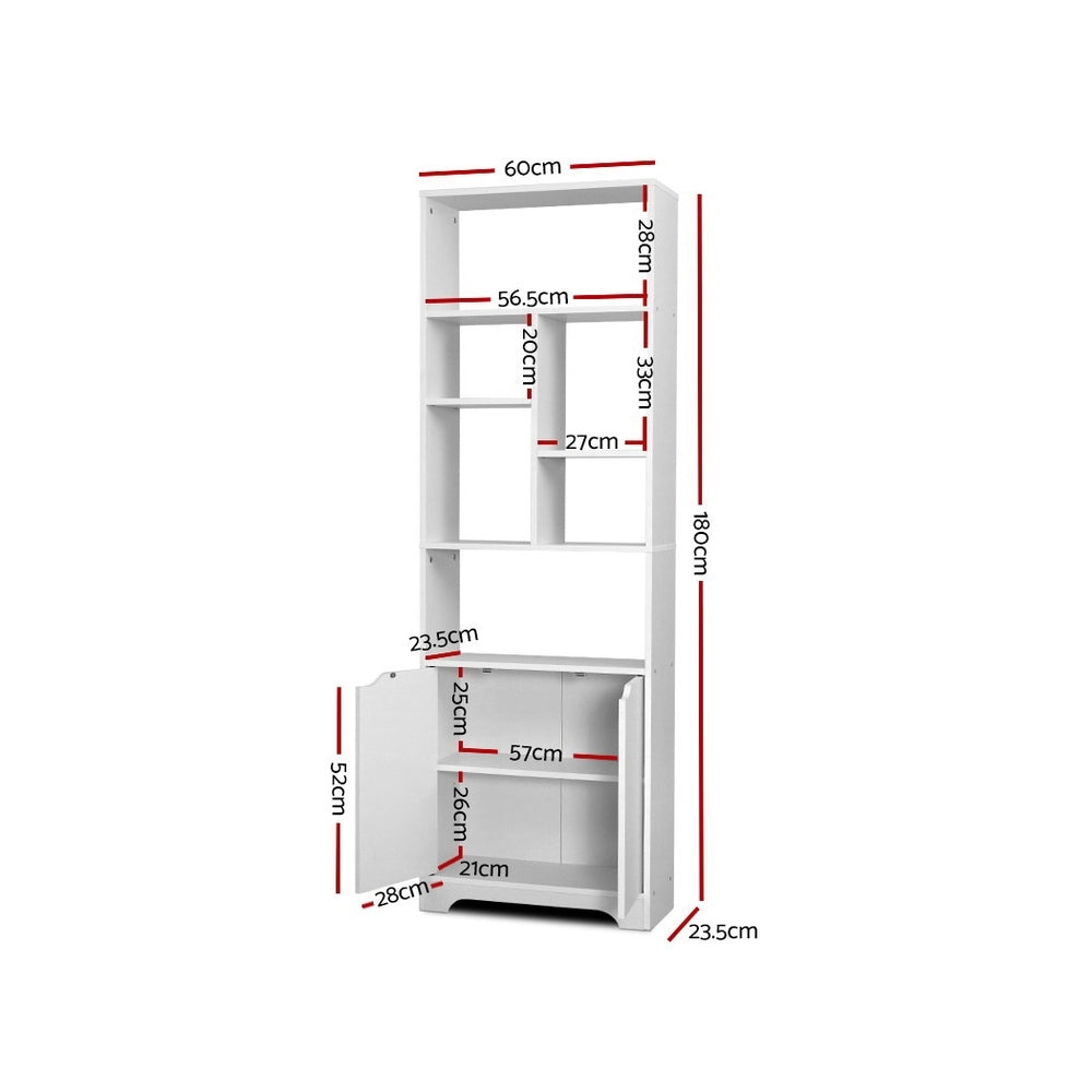 Artiss Bookshelf with Cabinet - GINA White-1