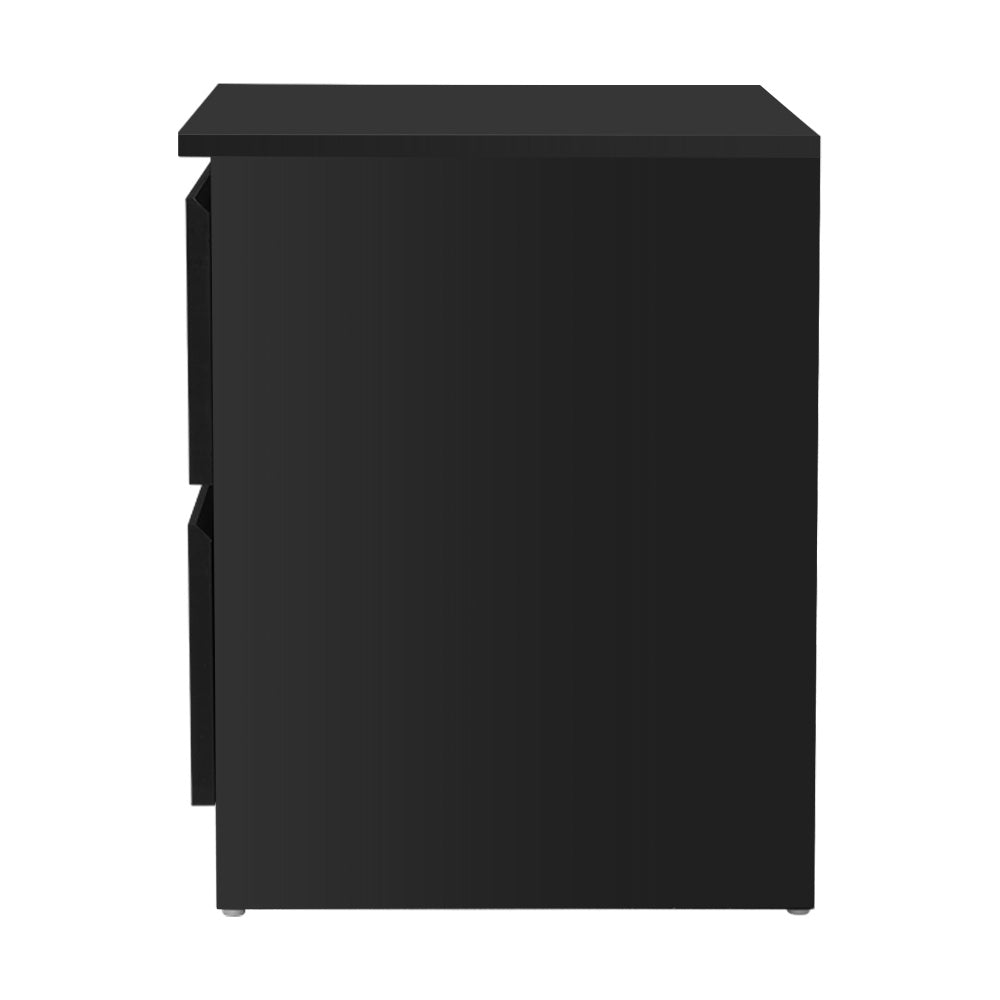 Artiss Bedside Table 2 Drawers - PEPE Black-3