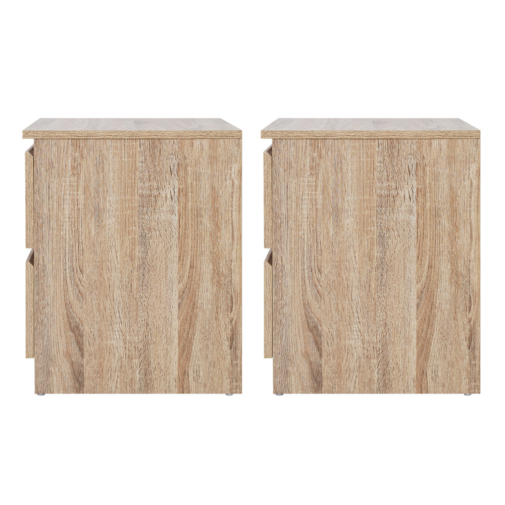 Artiss 2x Bedside Table 2 Drawers - PEPE Oak-2