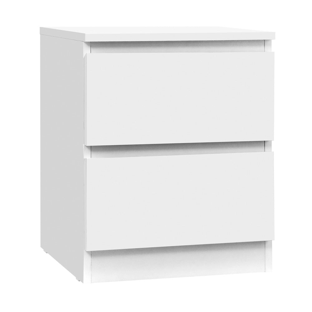 Artiss Bedside Table 2 Drawers - PEPE White-0