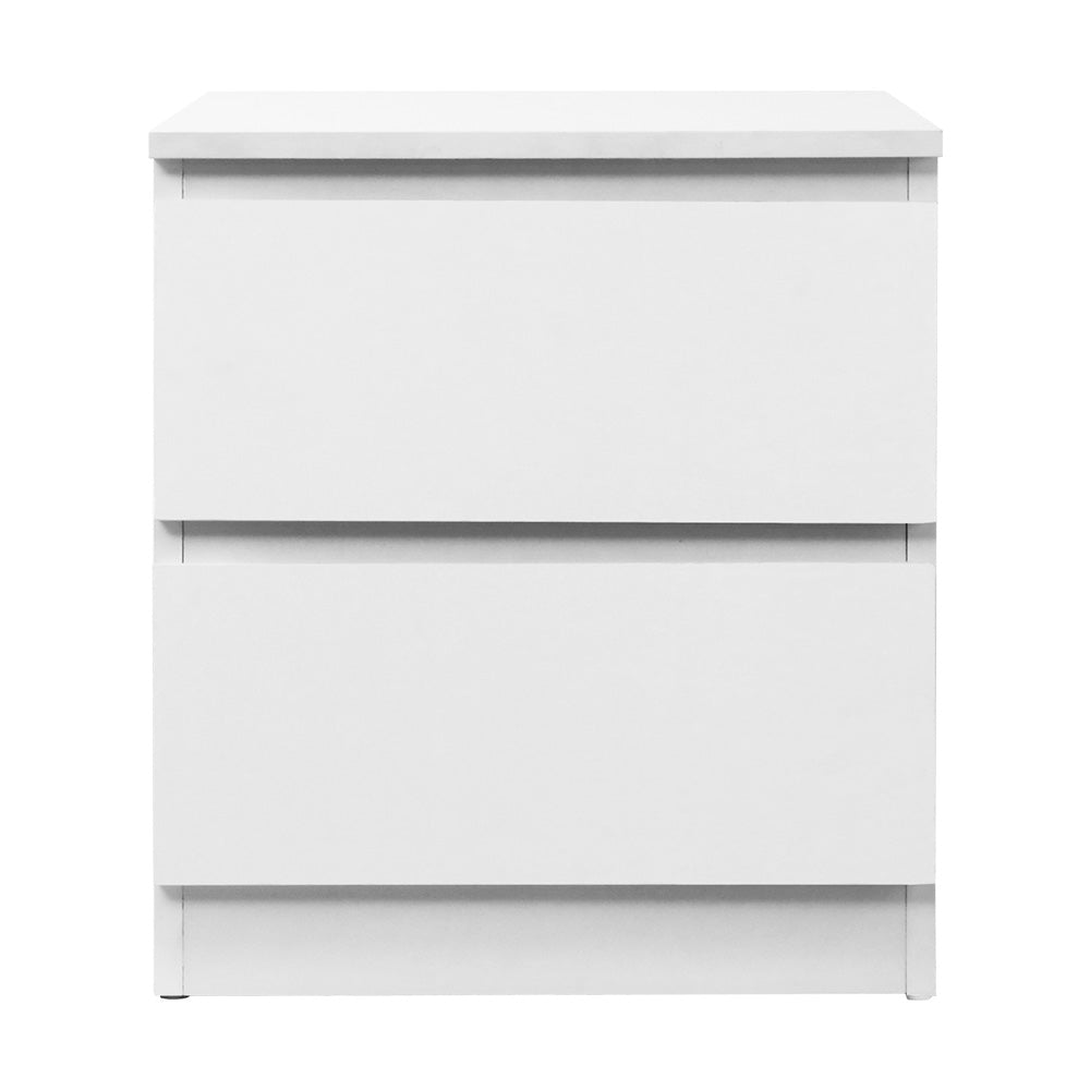 Artiss Bedside Table 2 Drawers - PEPE White-2