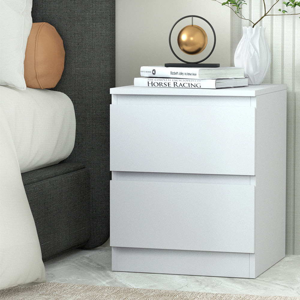 Artiss Bedside Table 2 Drawers - PEPE White-7