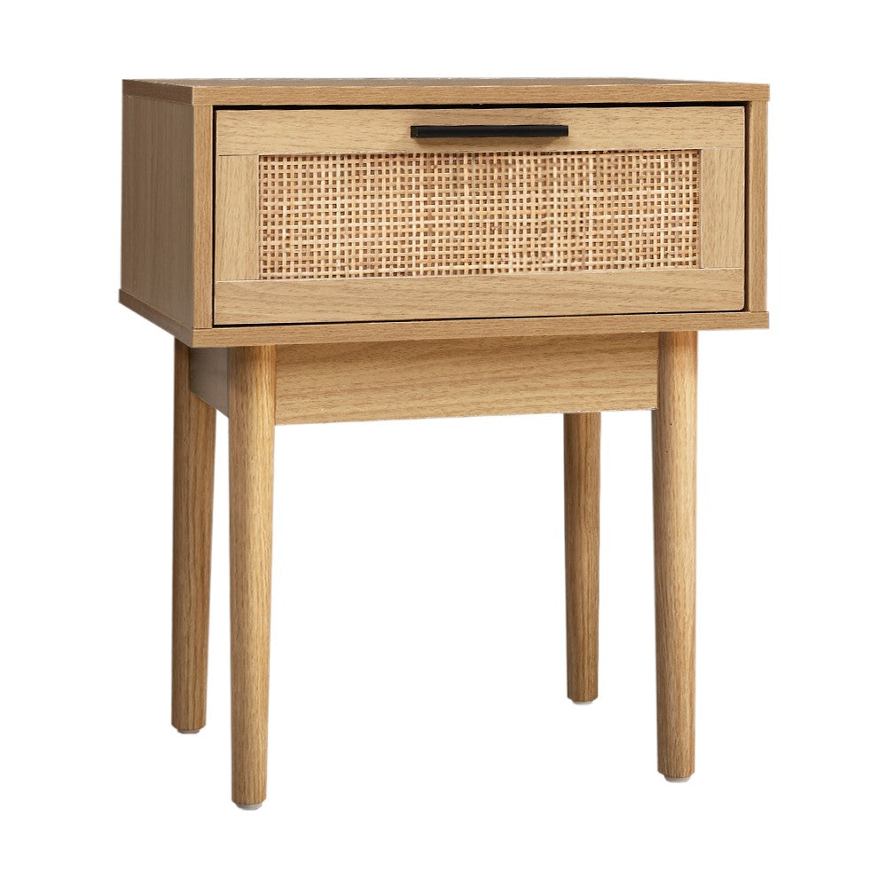 Artiss Bedside Tables Side Table Rattan Drawers Nightstand-0