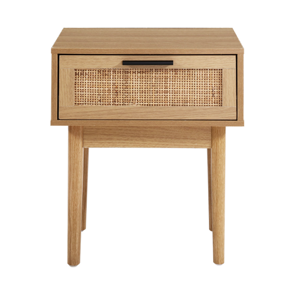 Artiss Bedside Tables Side Table Rattan Drawers Nightstand-2