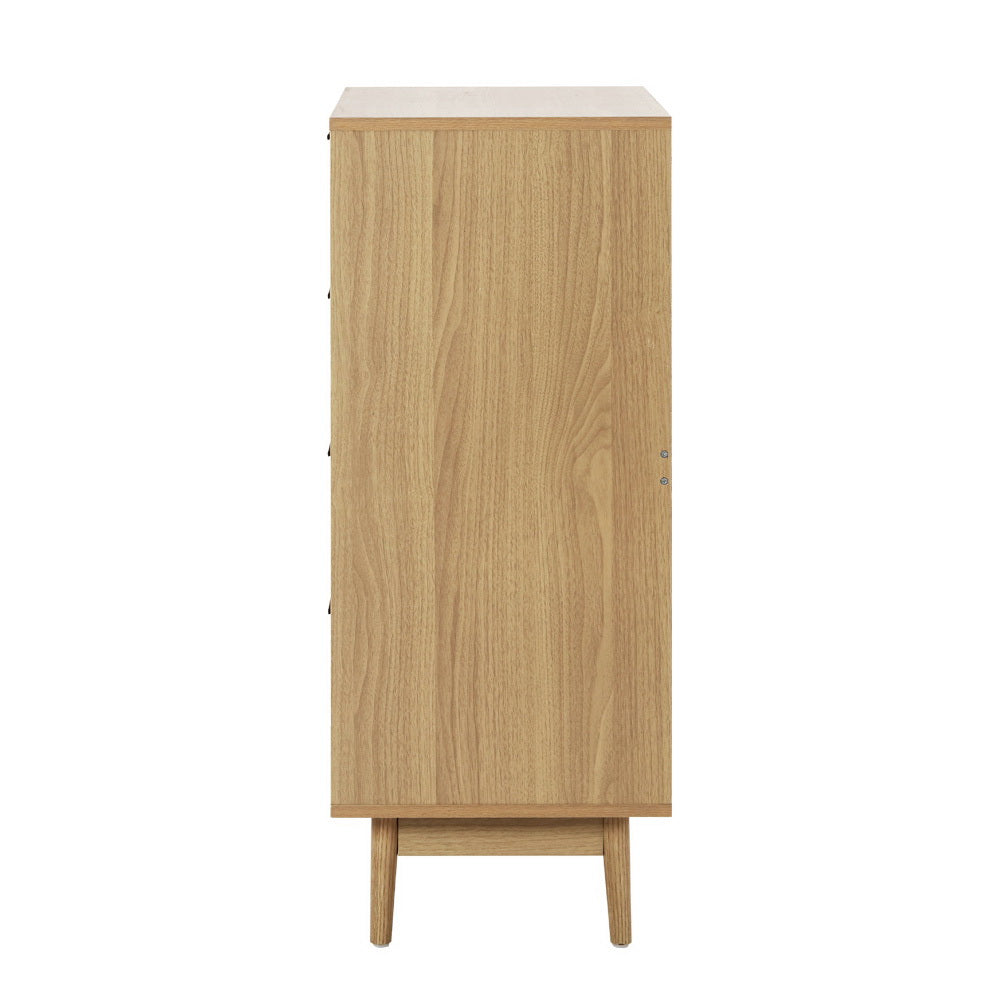 Artiss 4 Chest of Drawers Rattan Tallboy Pine - BRIONY-3