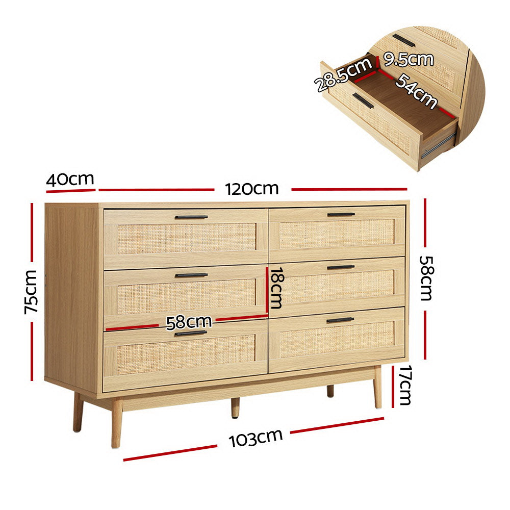 Artiss 6 Chest of Drawers - BRIONY Oak-1