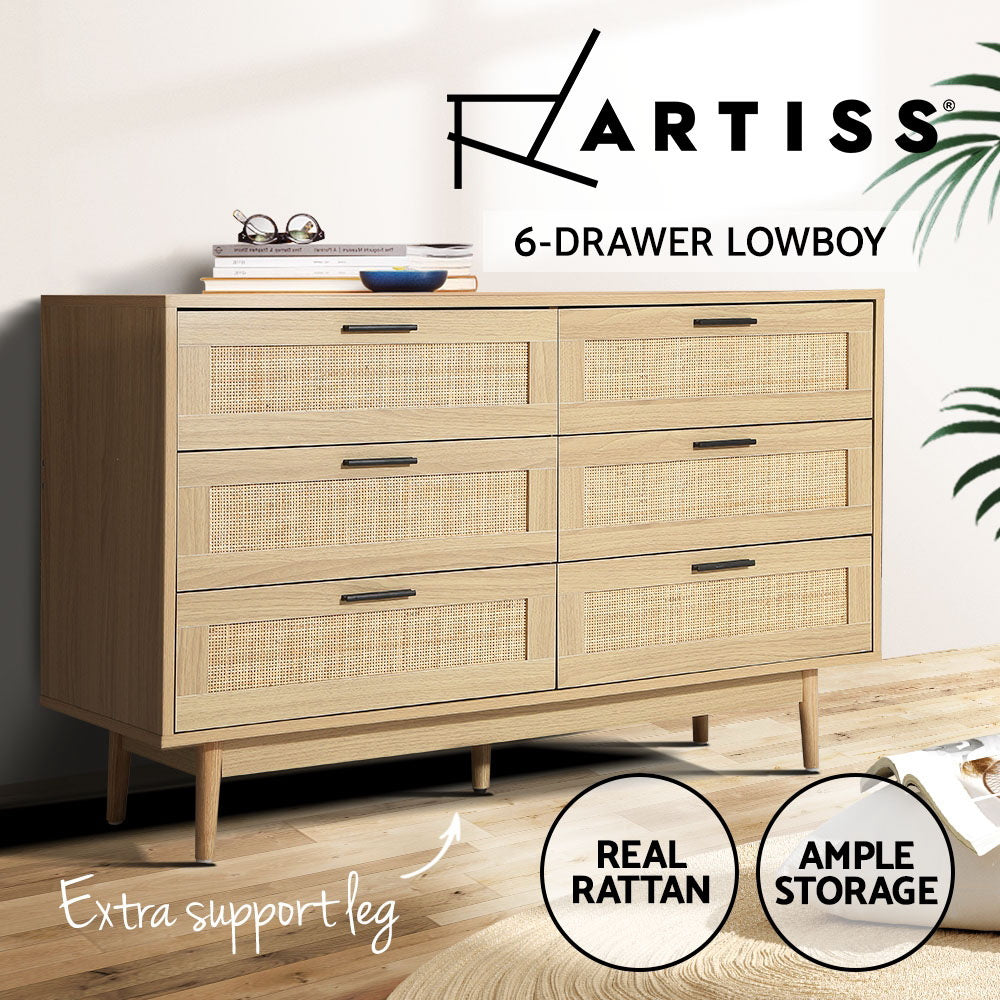 Artiss 6 Chest of Drawers - BRIONY Oak-4