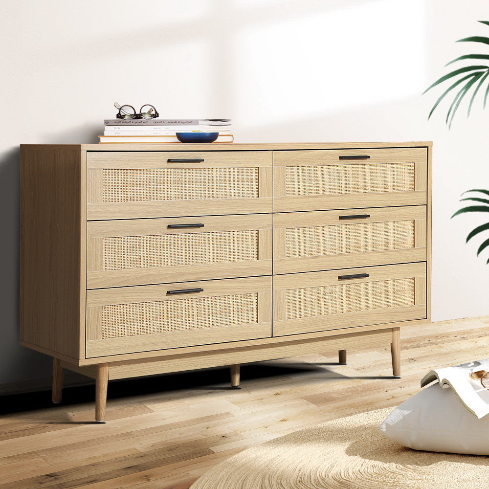 Artiss 6 Chest of Drawers - BRIONY Oak-0