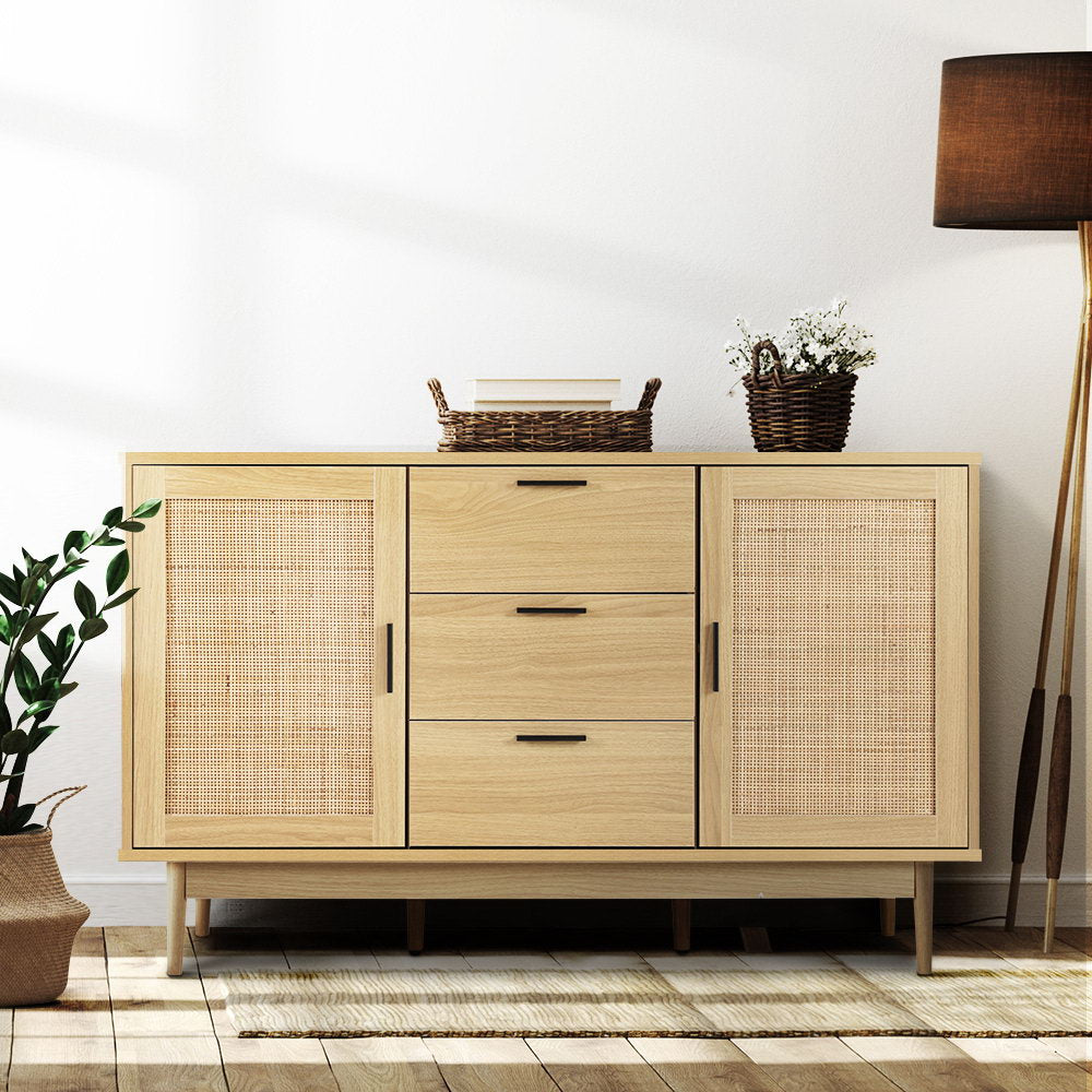 Artiss Rattan Buffet Sideboard - BRIONY Oak-7