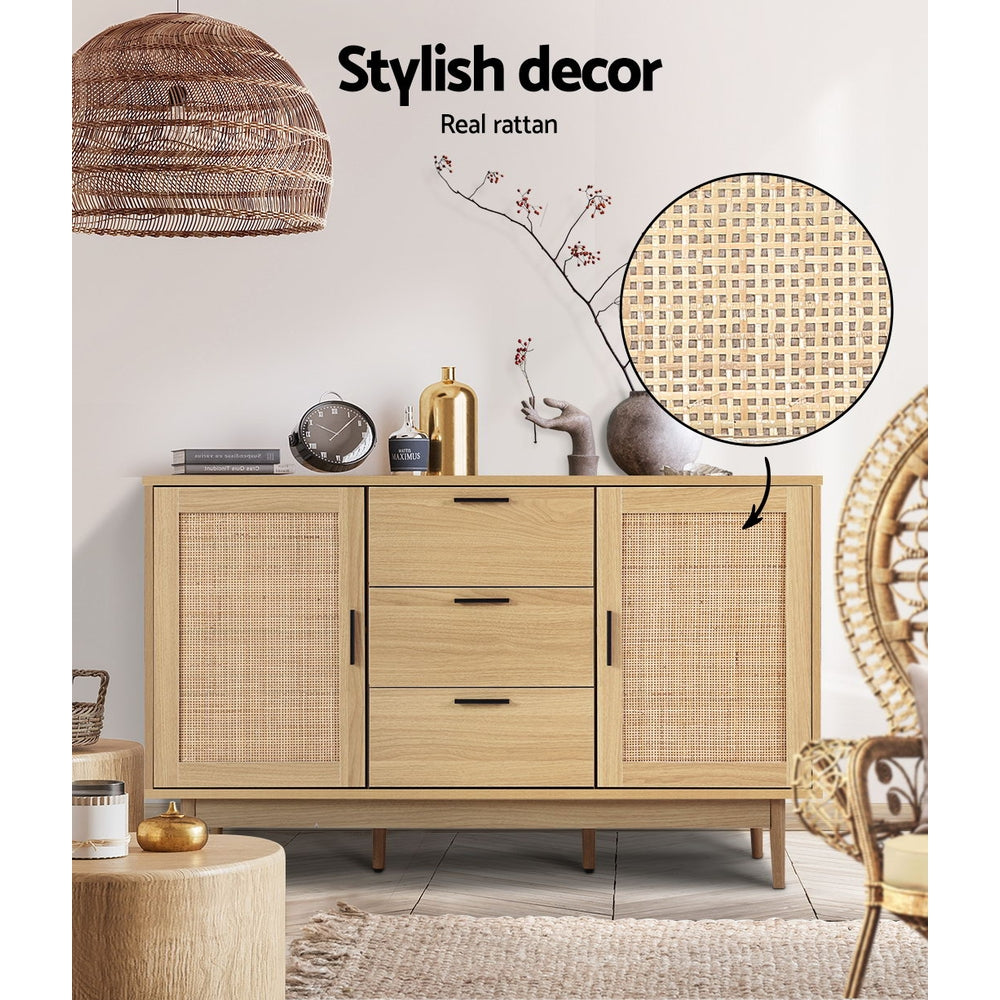 Artiss Rattan Buffet Sideboard - BRIONY Oak-5