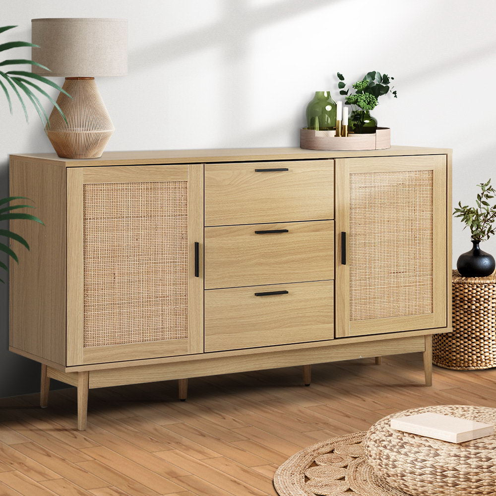 Artiss Rattan Buffet Sideboard - BRIONY Oak-0