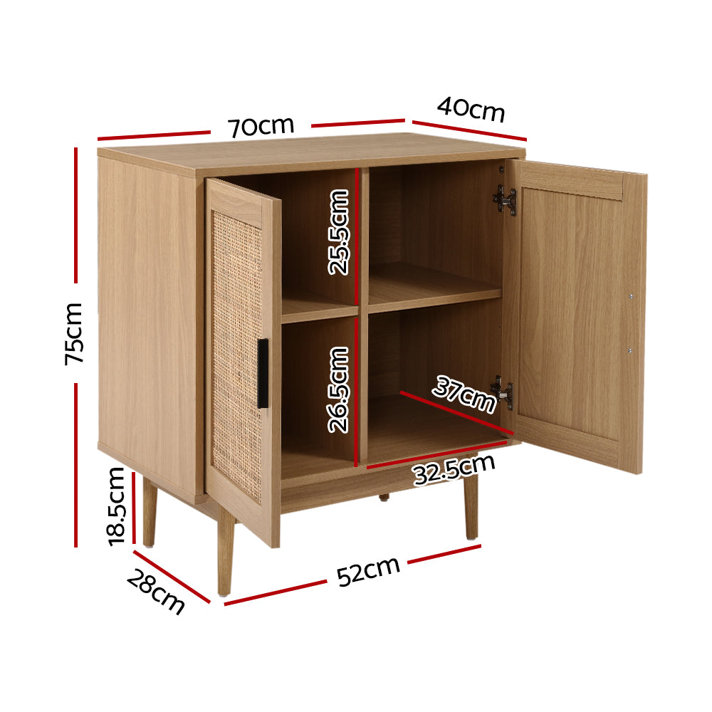 Artiss Rattan Buffet Sideboard 2 Doors - BRIONY Oak-1