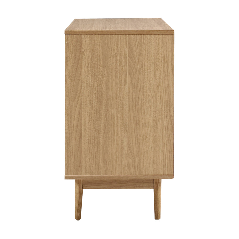 Artiss Rattan Buffet Sideboard 2 Doors - BRIONY Oak-3