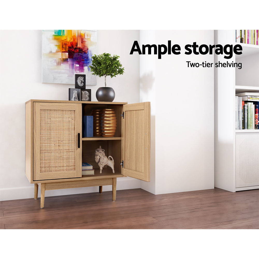 Artiss Rattan Buffet Sideboard 2 Doors - BRIONY Oak-4