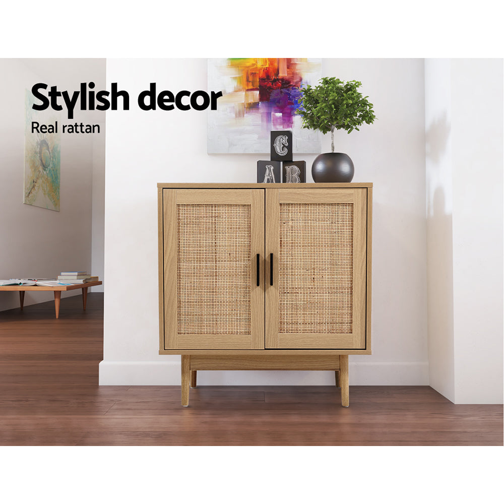 Artiss Rattan Buffet Sideboard 2 Doors - BRIONY Oak-5