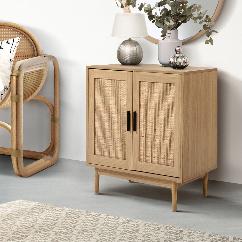 Artiss Rattan Buffet Sideboard 2 Doors - BRIONY Oak-6