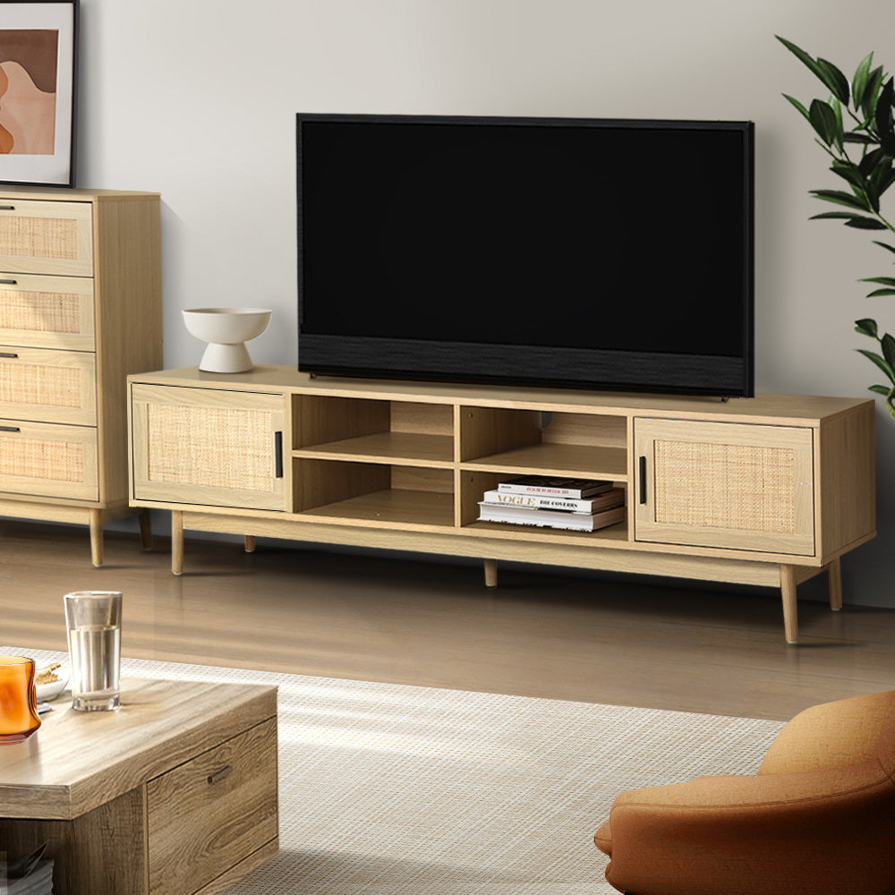 Artiss TV Cabinet Entertainment Unit 180cm Rattan Cole-7