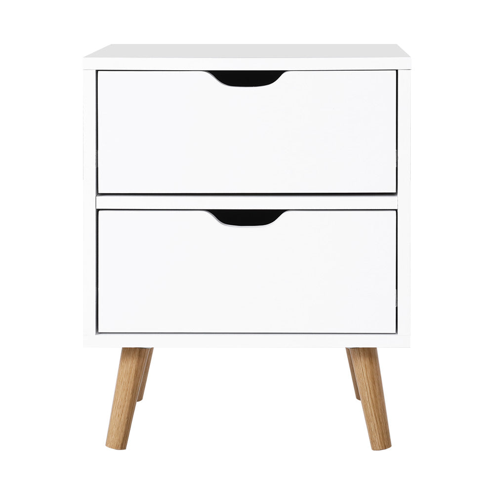 Artiss Bedside Table 2 Drawers - BODEN White-2