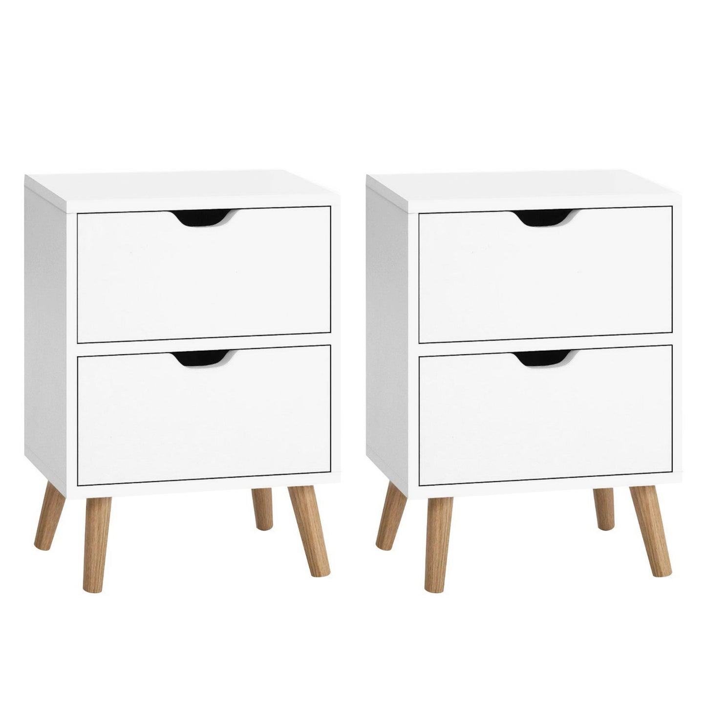 Artiss 2X Bedside Table 2 Drawers - BODEN White-0