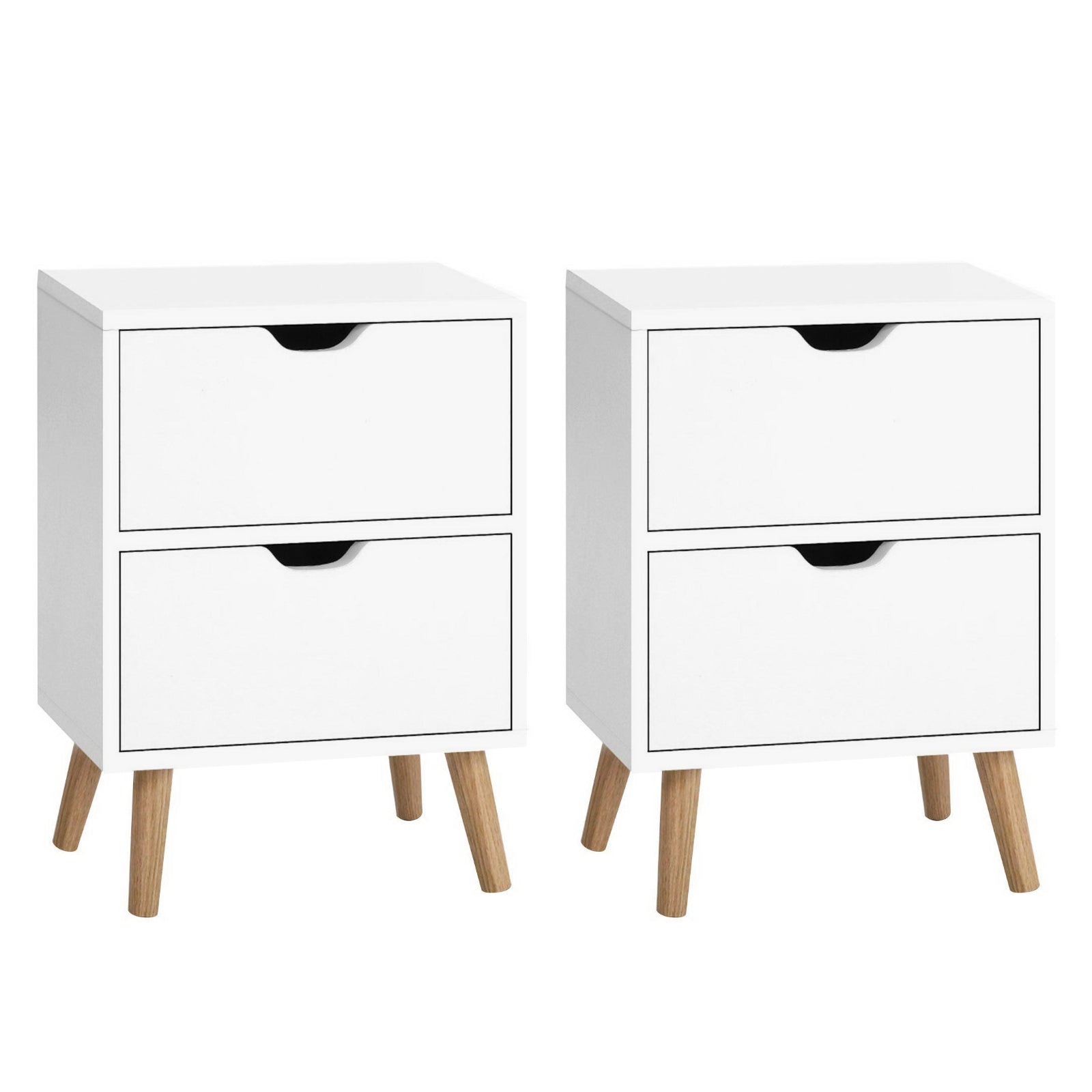Artiss 2X Bedside Table 2 Drawers - BODEN White-0