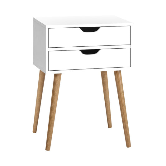 Artiss Bedside Table 2 Drawers - BODIE White-0