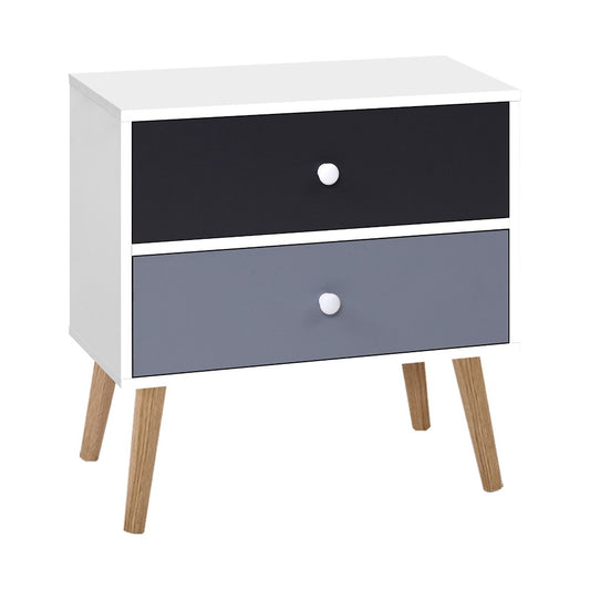 Artiss Bedside Table 2 Drawers - BONDS White-0