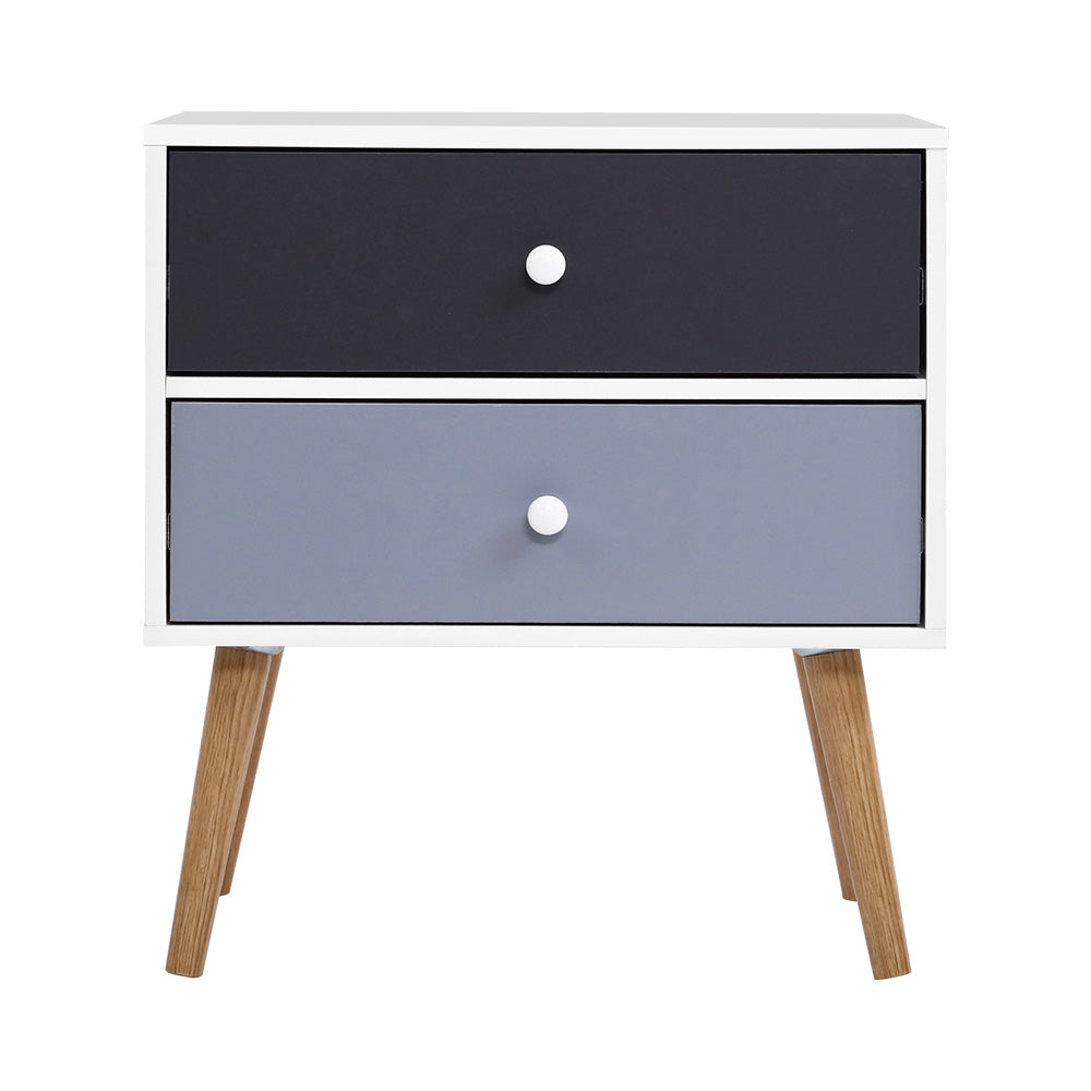 Artiss Bedside Table 2 Drawers - BONDS White-2