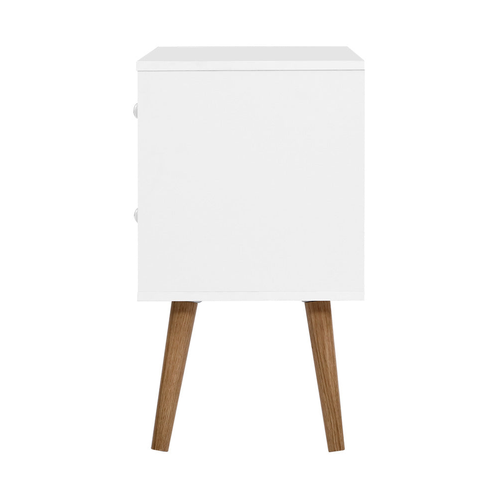 Artiss Bedside Table 2 Drawers - BONDS White-3