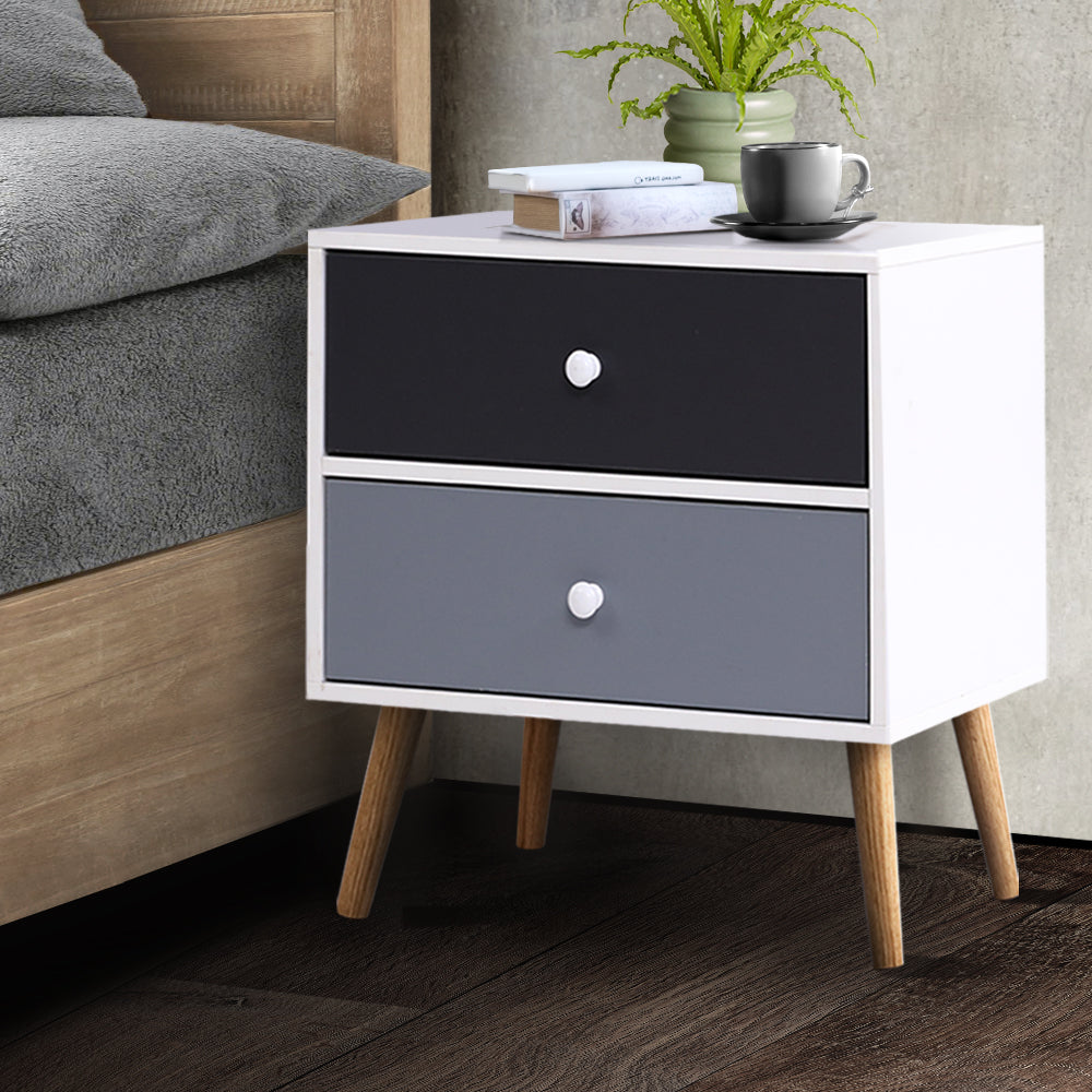 Artiss Bedside Table 2 Drawers - BONDS White-7