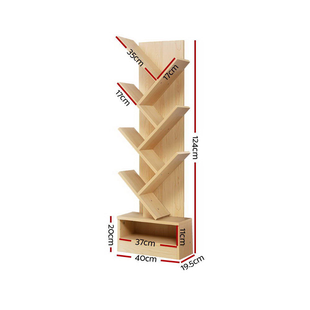 Artiss Tree Bookshelf 7 Tiers - ECHO Oak-1