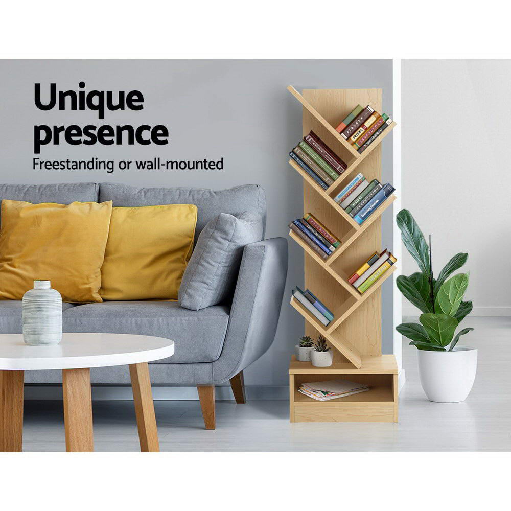 Artiss Tree Bookshelf 7 Tiers - ECHO Oak-4