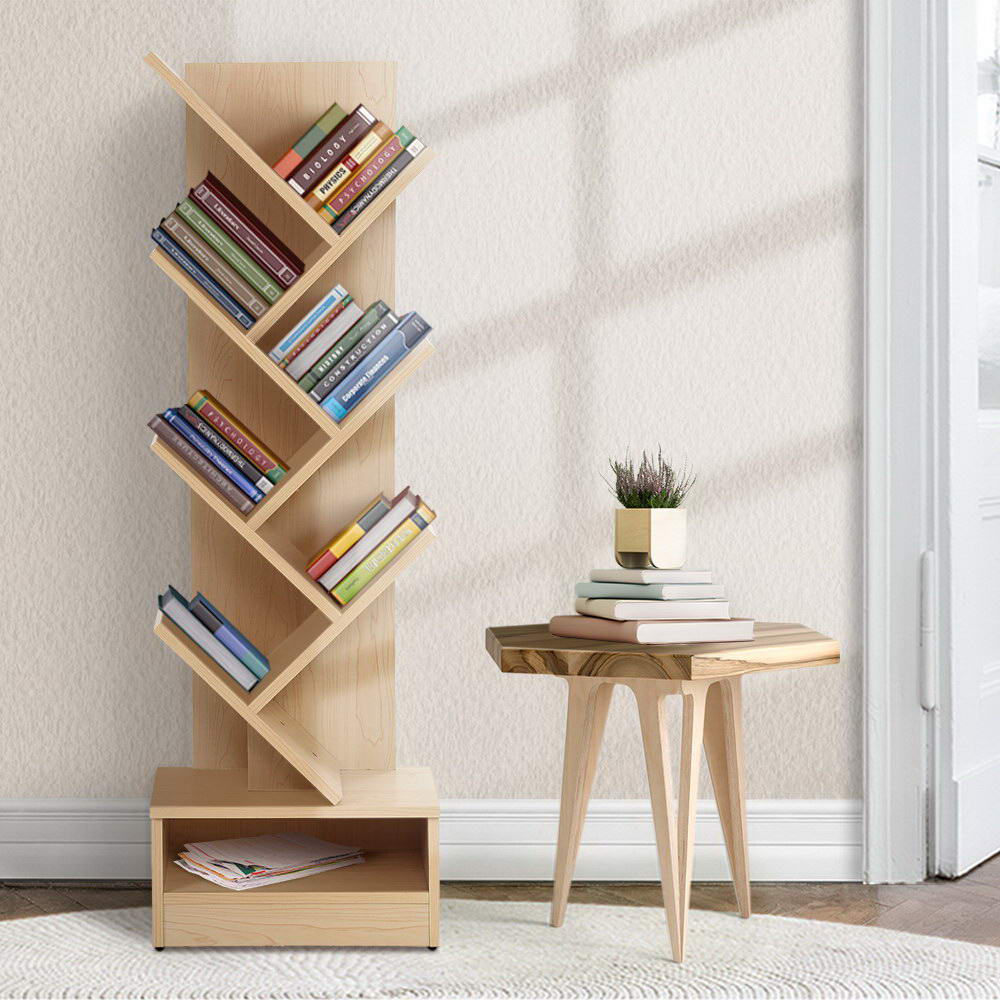 Artiss Tree Bookshelf 7 Tiers - ECHO Oak-0