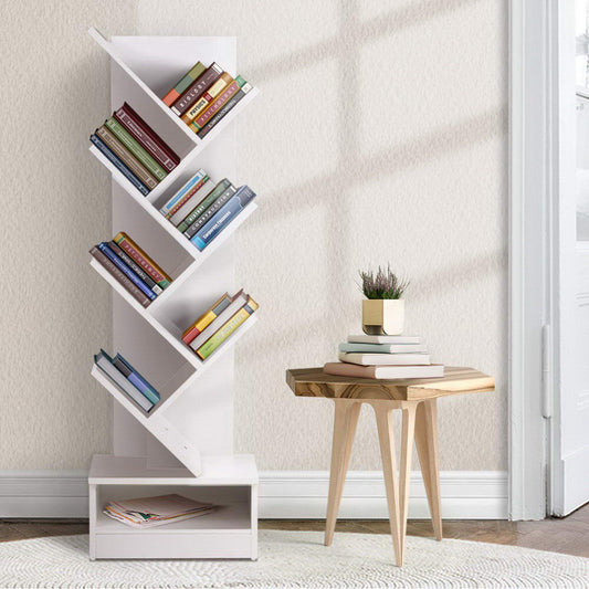 Artiss Tree Bookshelf 7 Tiers - ECHO White-0