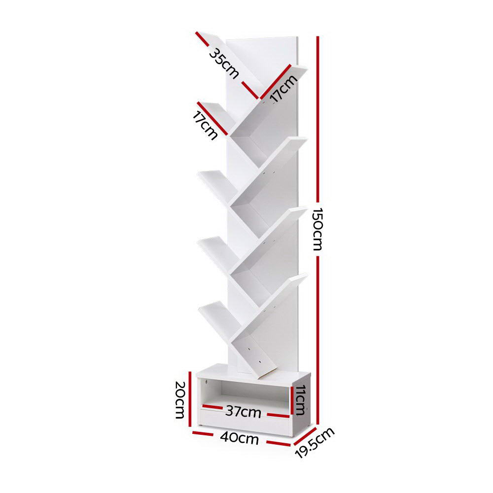 Artiss Tree Bookshelf 9 Tiers - ECHO White-1