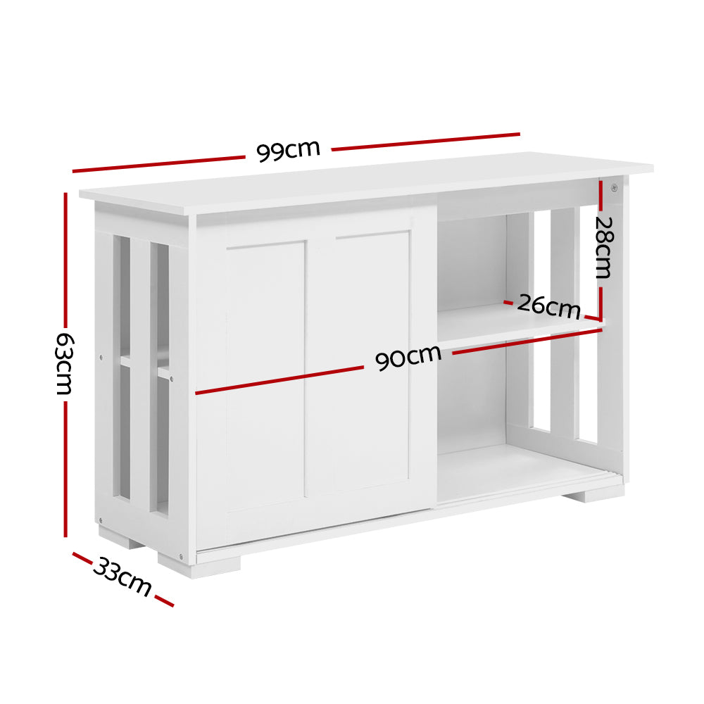 Artiss Buffet Sideboard Sliding Doors - SERA White-1