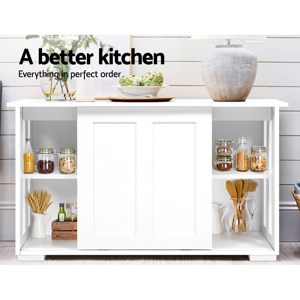 Artiss Buffet Sideboard Sliding Doors - SERA White-4