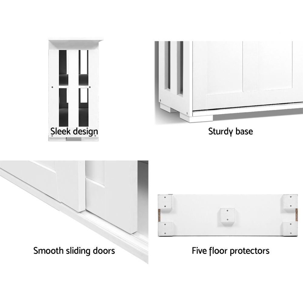 Artiss Buffet Sideboard Sliding Doors - SERA White-6